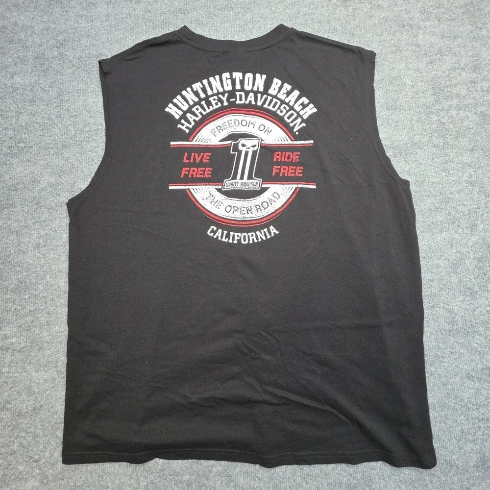 Harley Davidson Tank Top Shirt Mens 4XL Black Huntington Beach California Eagle